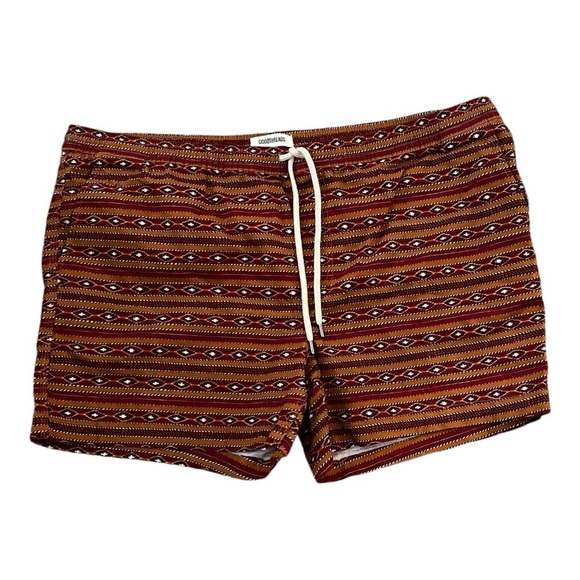 GoodThreads Tobacco Brown Line Geo Print Pull On Slim Fit Shorts Size XXL - Picture 1 of 11